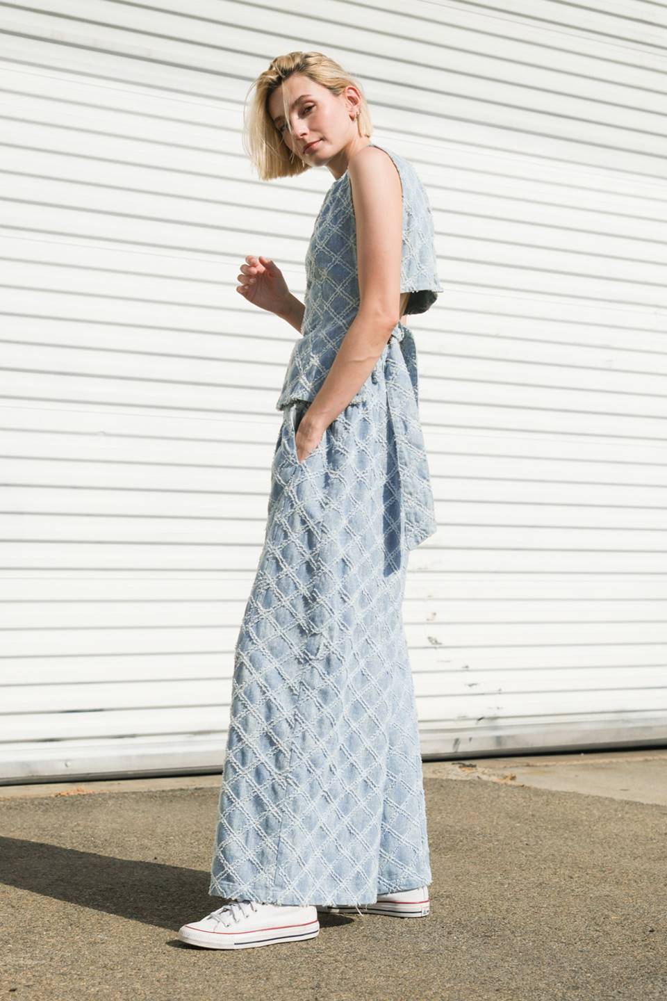 UNFOLDING CHAPTER DENIM TOP Flying Tomato